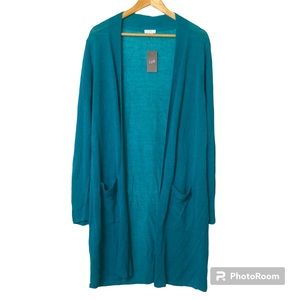 NEW J Jill Linen Blend Cardigan Womens Large Sweater Long Sleeve Open Front